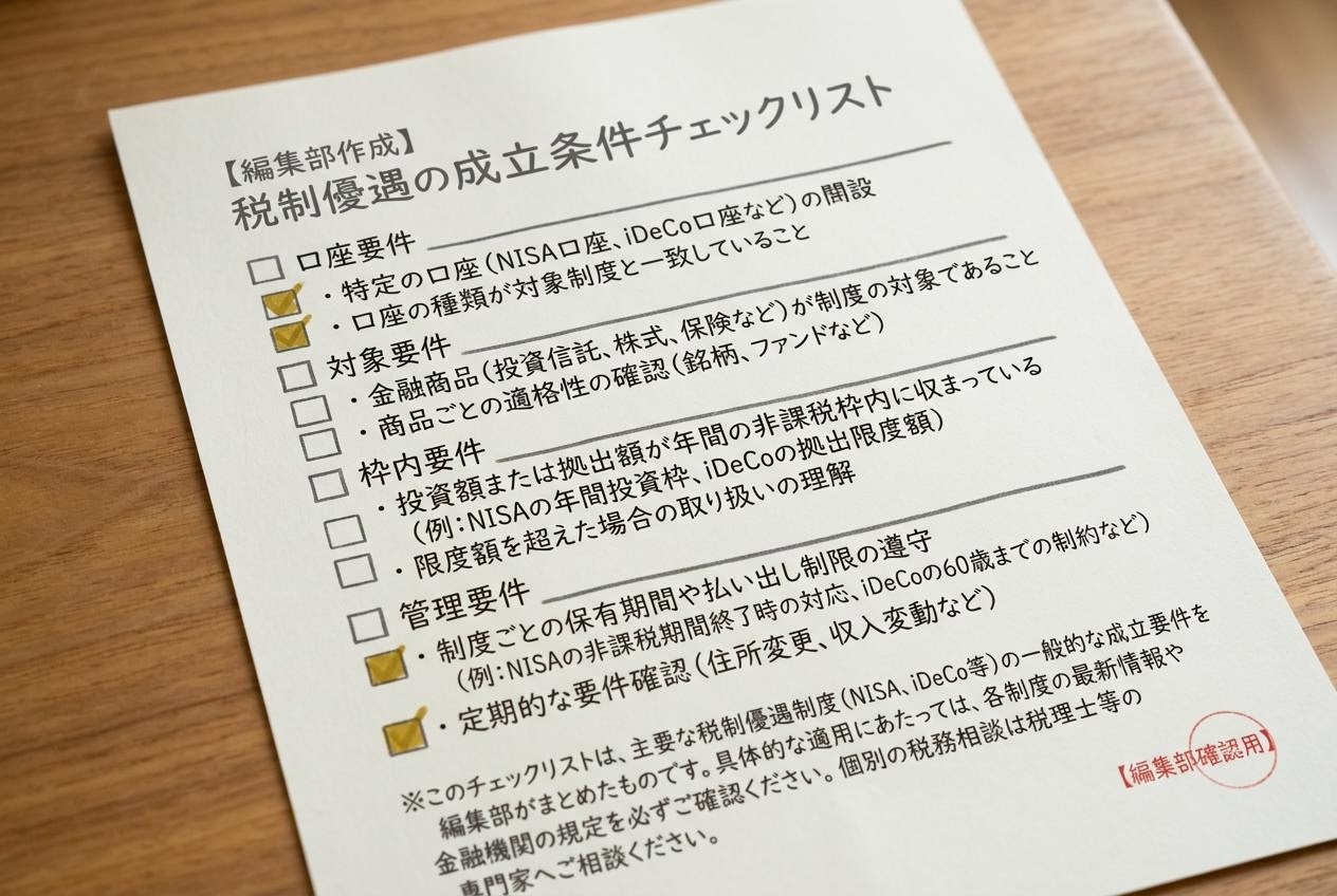 税制要件チェックリストと確認メモの画像